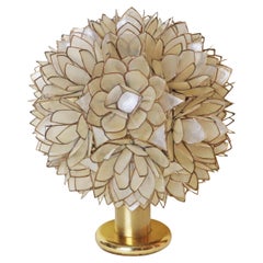 Luxury Capiz Shell Lotus Flower Table Lamp, 1960s