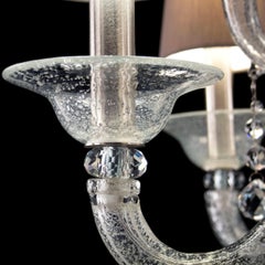 Luxury Chandelier 12 Arms Clear-silver Murano Glass and lampshades by Multiforme