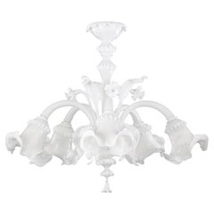 Luxury Chandelier 5 Arms White Encased Murano Glass by Multiforme in Stock