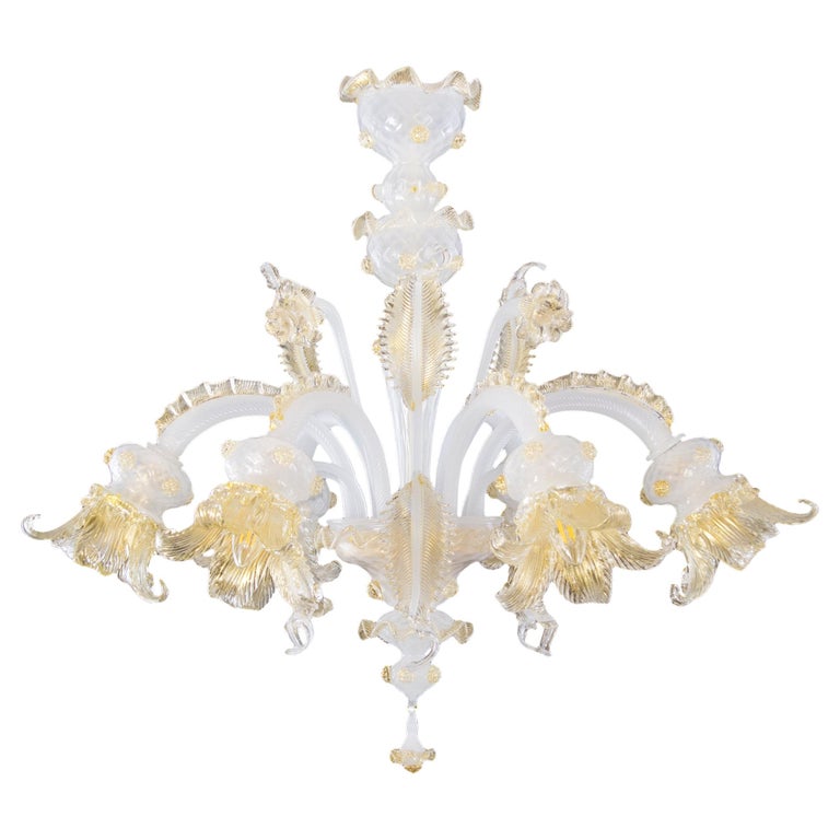 Lustre En Verre De Murano 6 Lumières - Cristal Ambre - Neuf