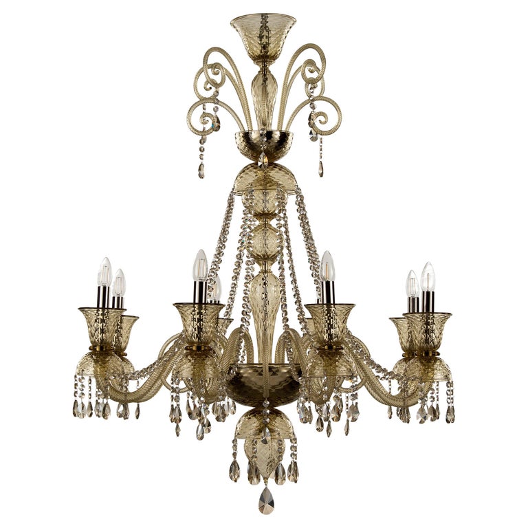 Lustre de luxe à 8 bras en cristal de Murano fumé foncé par Multiforme ...