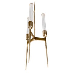 Luxury Chandelier, Gold-Plated Brass Leaf Accents & Clear Glass
