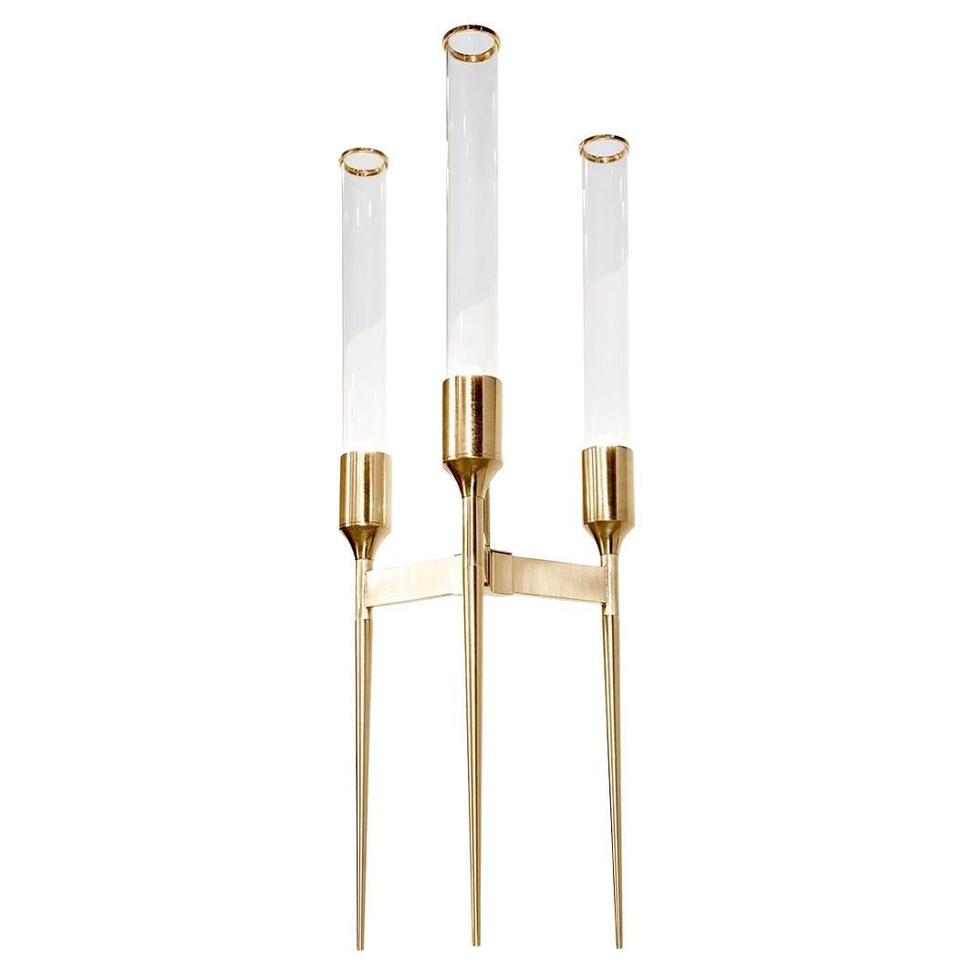 Luxury Chandelier, Gold-Plated Brass Leaf Accents & Clear Glass