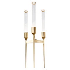 Luxury Chandelier, Gold-Plated Brass Leaf Accents & Clear Glass