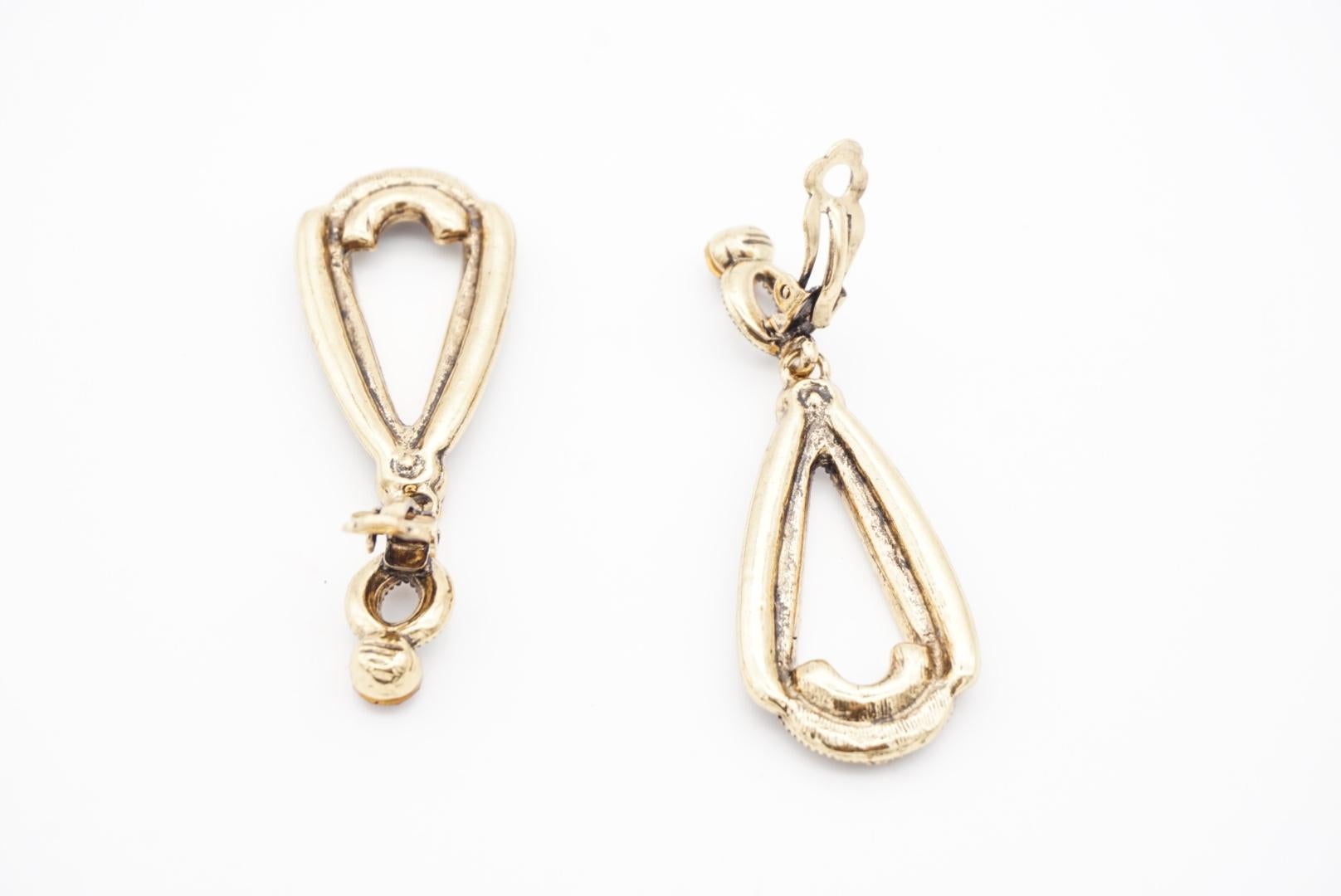 Orecchini classici di lusso con rubino rosso e cristalli Swarovski a goccia, in oro retrò e a clip in vendita 6