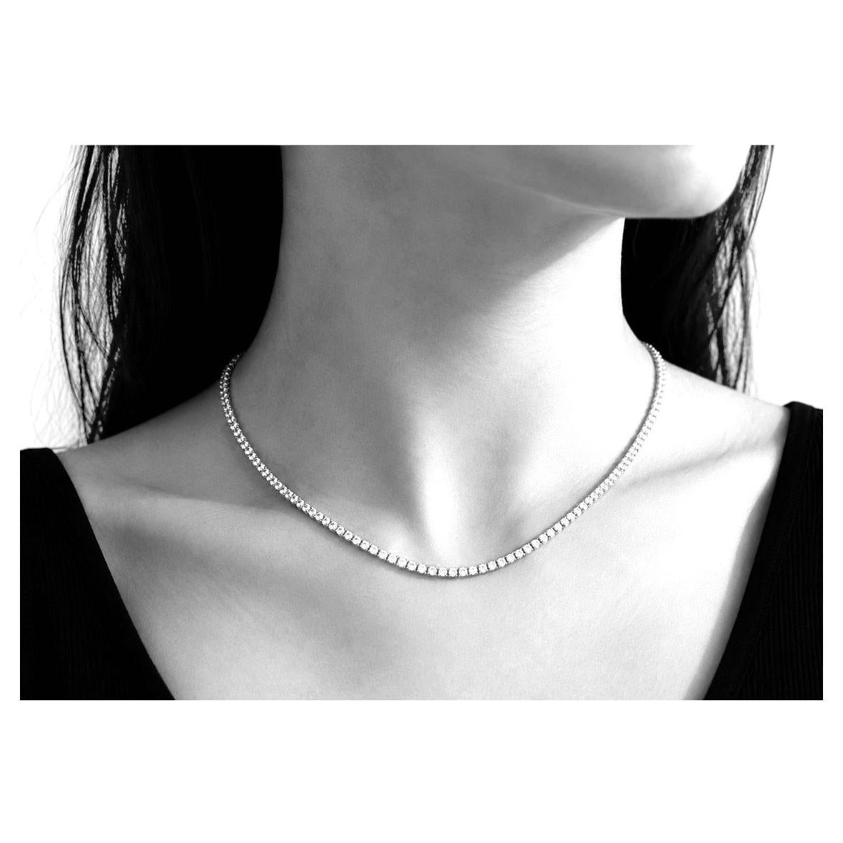 LUXURY CLOSEOUT, 13.60 CtsNatural Diamond Tennis Necklace 14K White 18''
