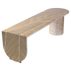 Luxury Coffee Table with Golden Hand-Laid Straw and Mother of Pearl