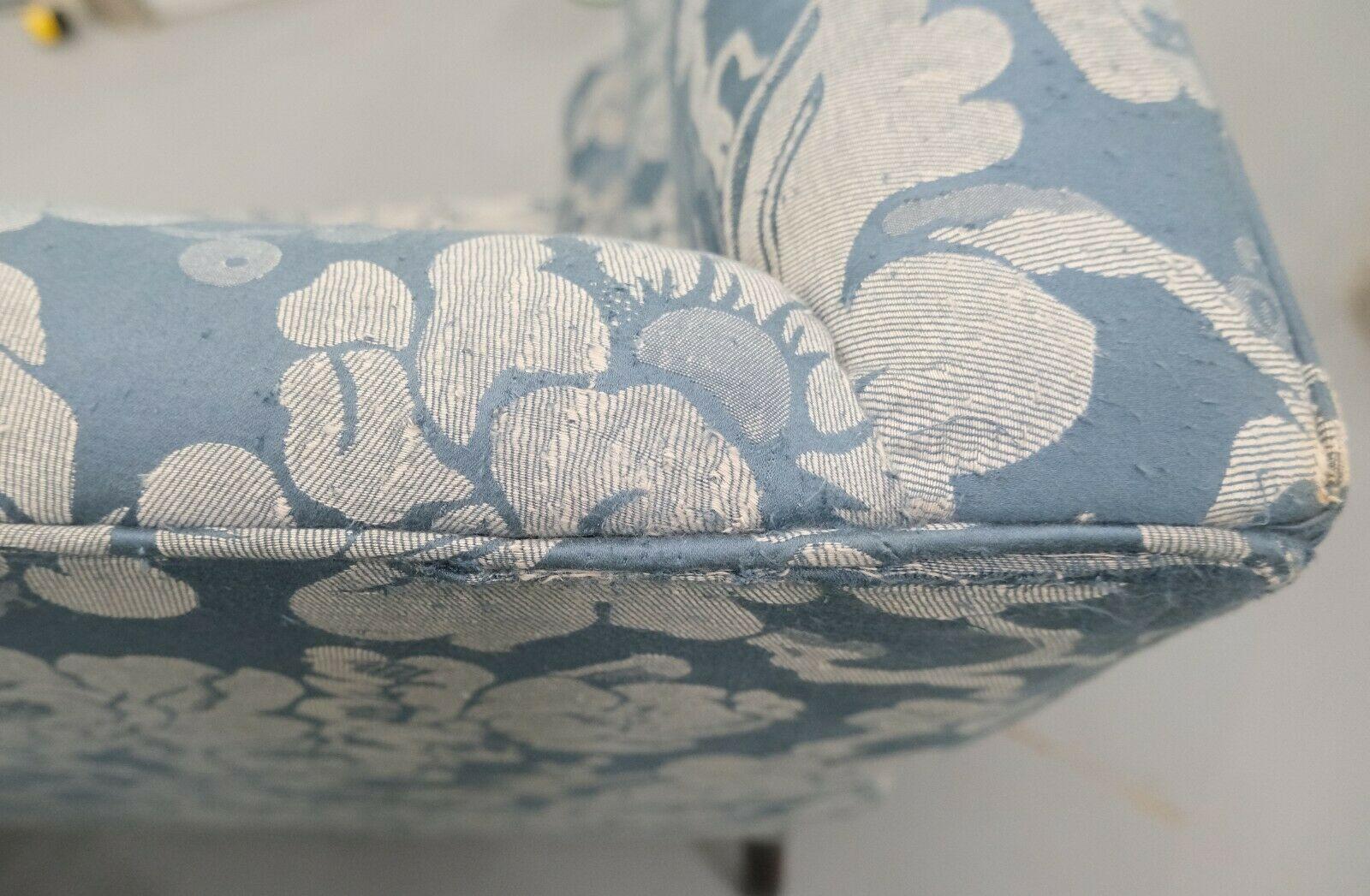 Luxury Compact George Smith Ryan High Back Two Seater Sofa in Soft Blue/Silver 3