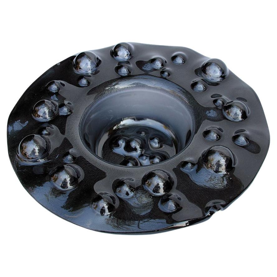 Luxuriöse dekorative Schale "Geyser Black" aus Glas