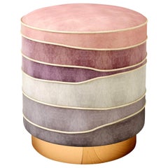 Luxury Contemporary "Paris" Pink Velvet Upholstered Ottoman, Pouf or Stool