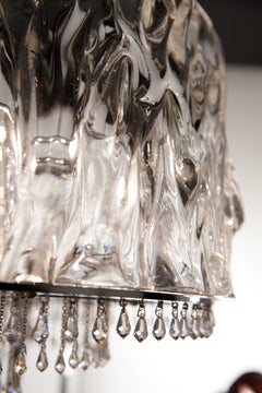 Luxury Crystal Blade Floor Lamp in Black Aubergine, Murano Glass, Italy