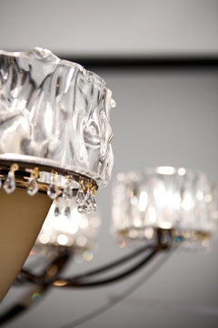 Luxury Crystal Blade Suspension Lamp in Black Aubergine, Murano Glass Design