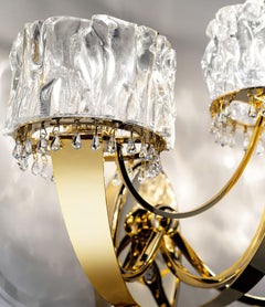 Luxury Crystal Blade Chandelier in Light Gold, Murano Glass Design