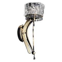 Luxuriöse Wandleuchte aus Kristallglas in Hellgold, Design aus Muranoglas