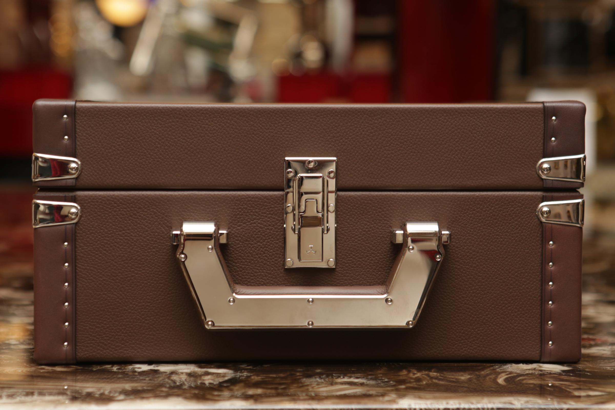 French Luxury Cuban Brown Suitcase For Sale