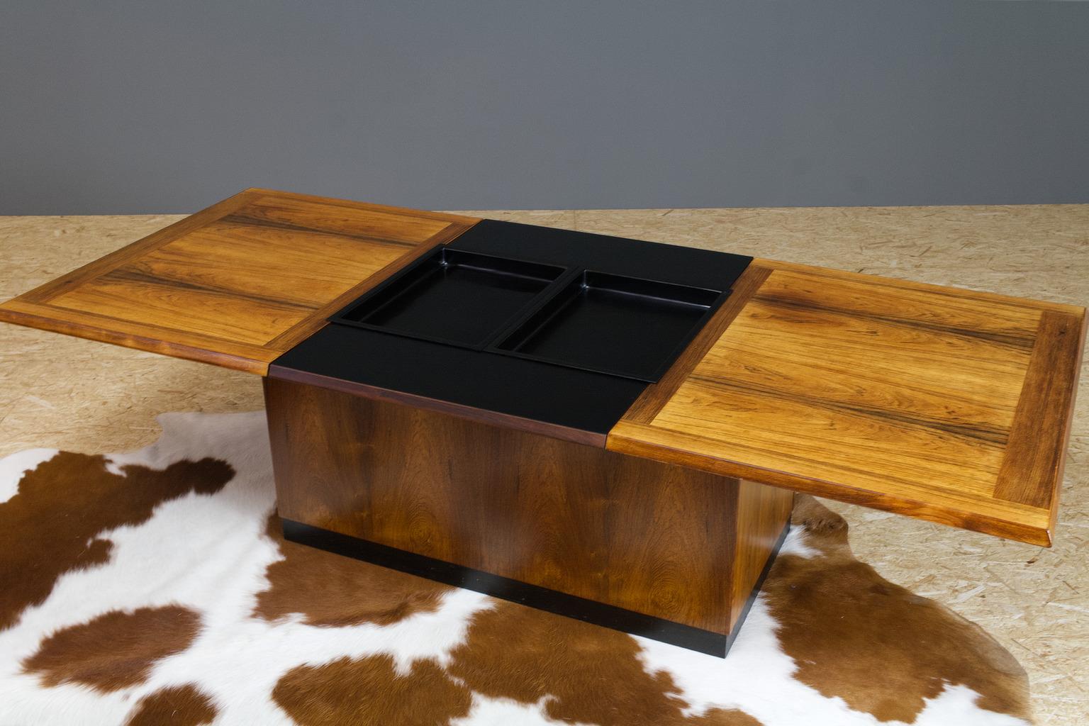 Luxury Danish Rosewood Coffee Table with Dry Bar 1960s vintage 1