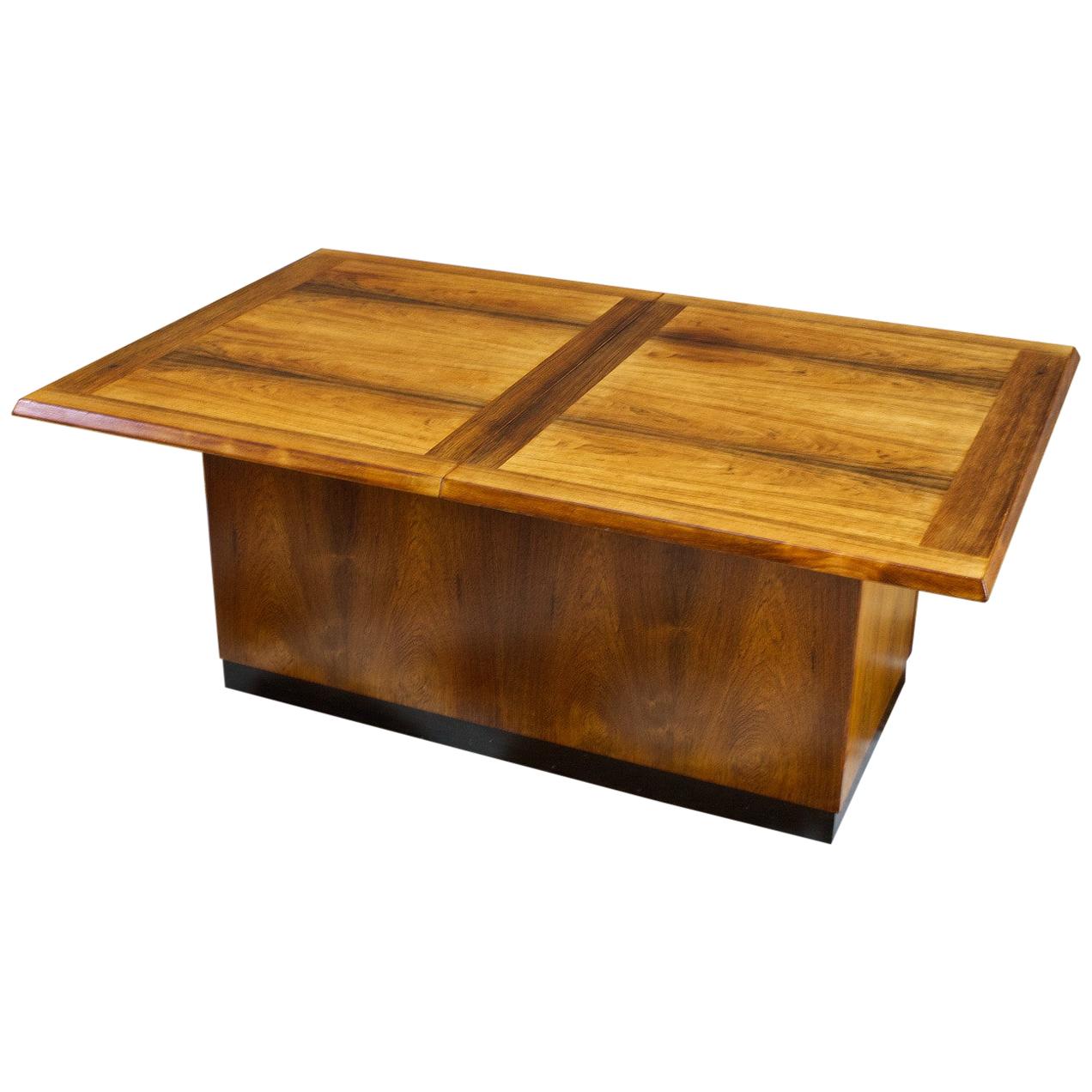 Luxury Danish Rosewood Coffee Table with Dry Bar 1960s vintage