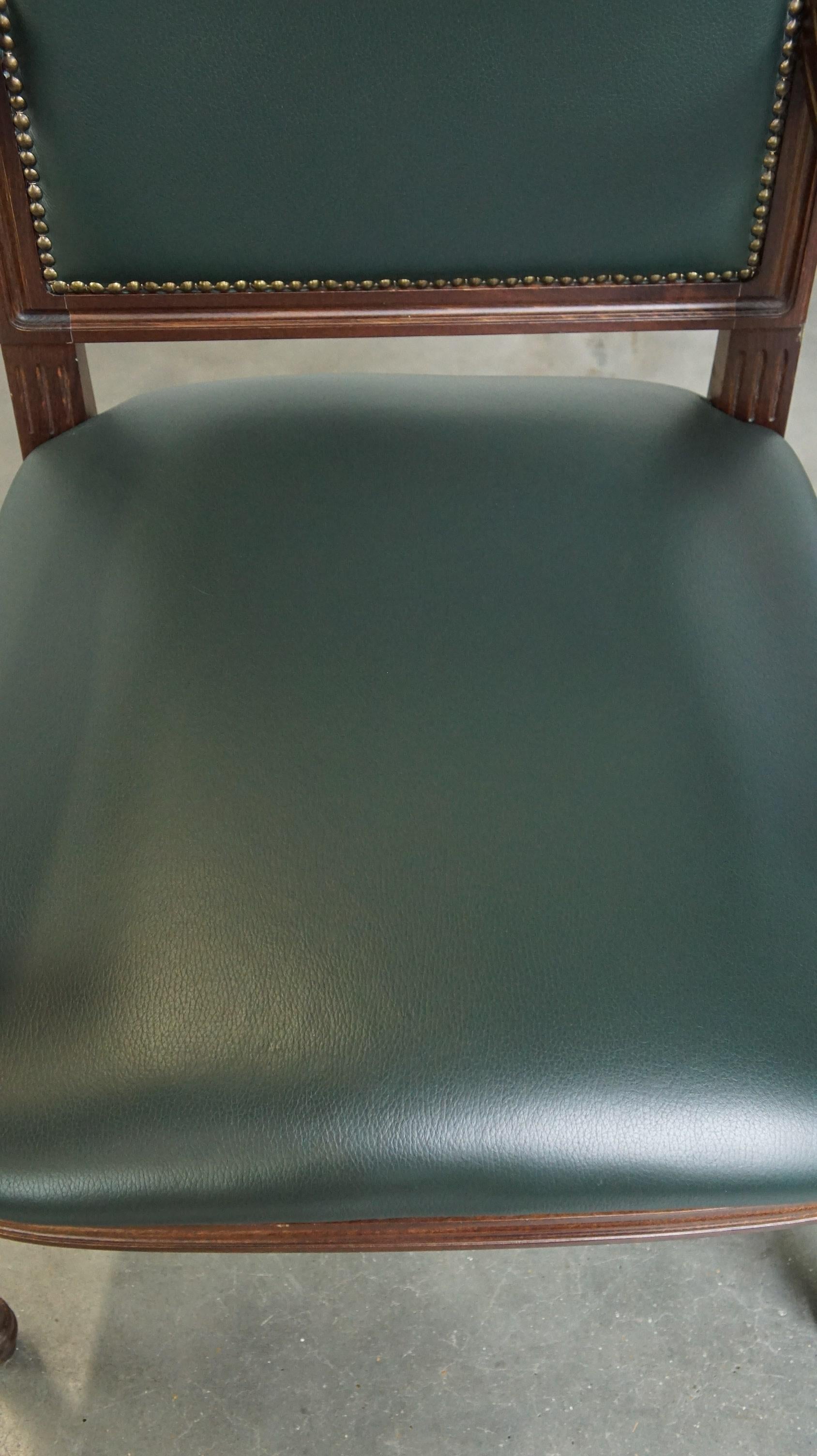 Cowhide Luxury dark green cowhide leather English Gainsborough chair For Sale