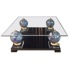 Vintage Luxury Design Living Room Table Ceramic Balls in Marble Look Acrylic with Brass
