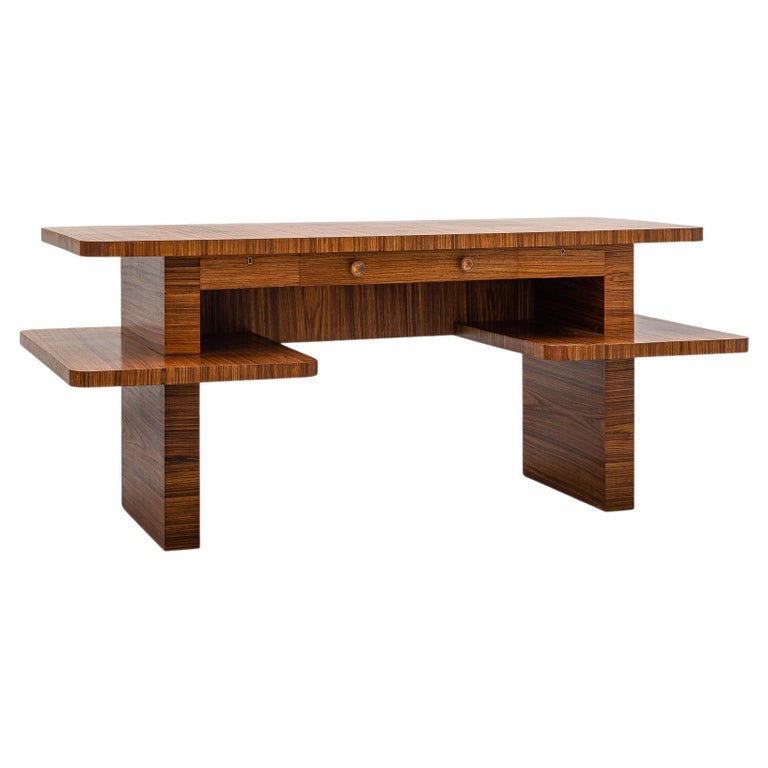 Luxury Desk in Zebra Wood by Rene Gabriel, 1946 For Sale at 1stDibs