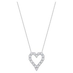 Cushion Cut 14K White Gold Open Heart Diamond Necklace