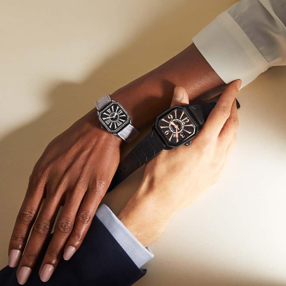 A Match Made in Heaven!
To keep them as a couple, Backes & Strauss is offering the Men's Berkeley Black Knight 43 as a gift when you purchase the Berkeley Diamond Knight 29 ladies' watch. Limited Holiday Offer - 2 diamond watches for the price of