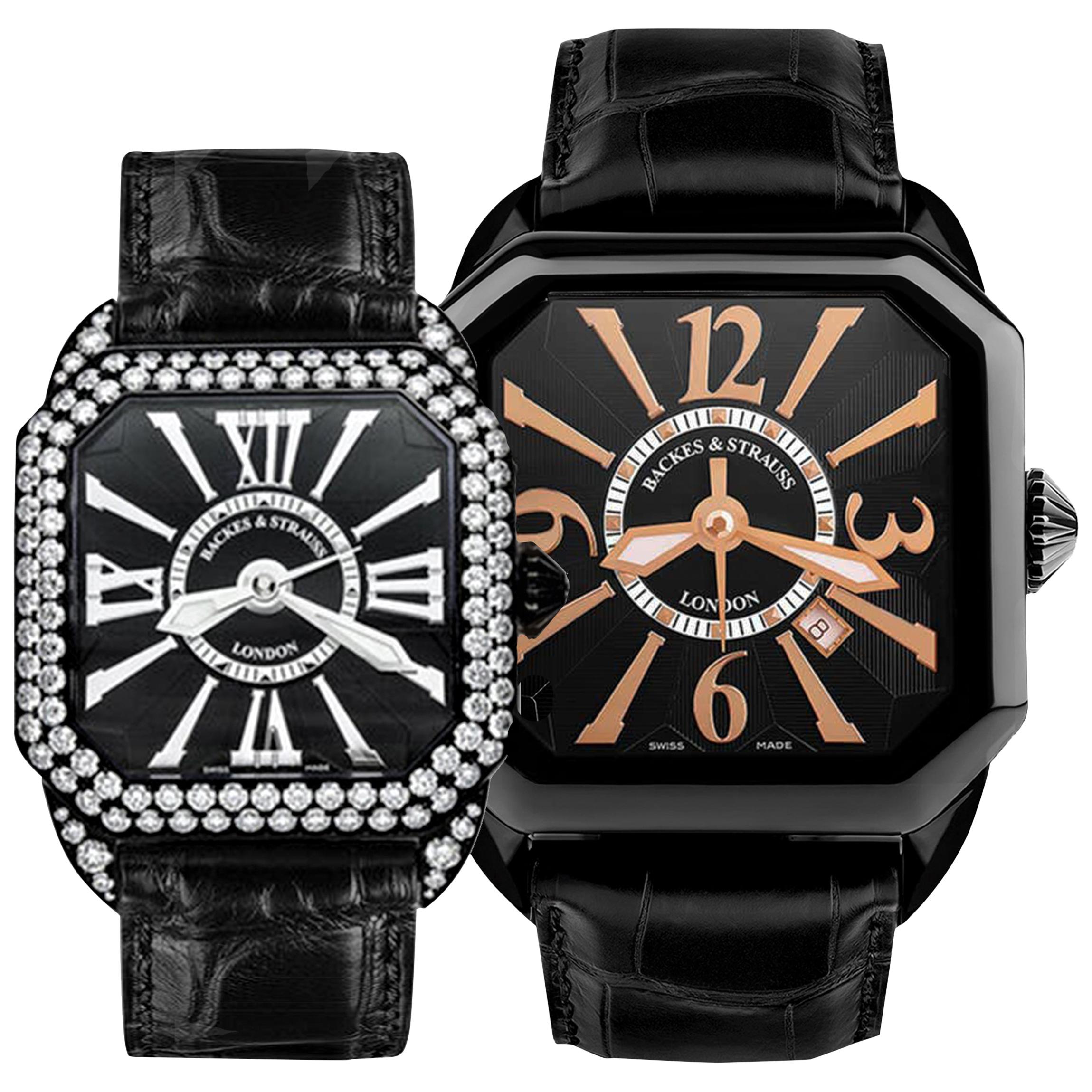 Luxury Diamond Watch Duo for Men and Women - Limited Holiday Offer -20% Discount For Sale