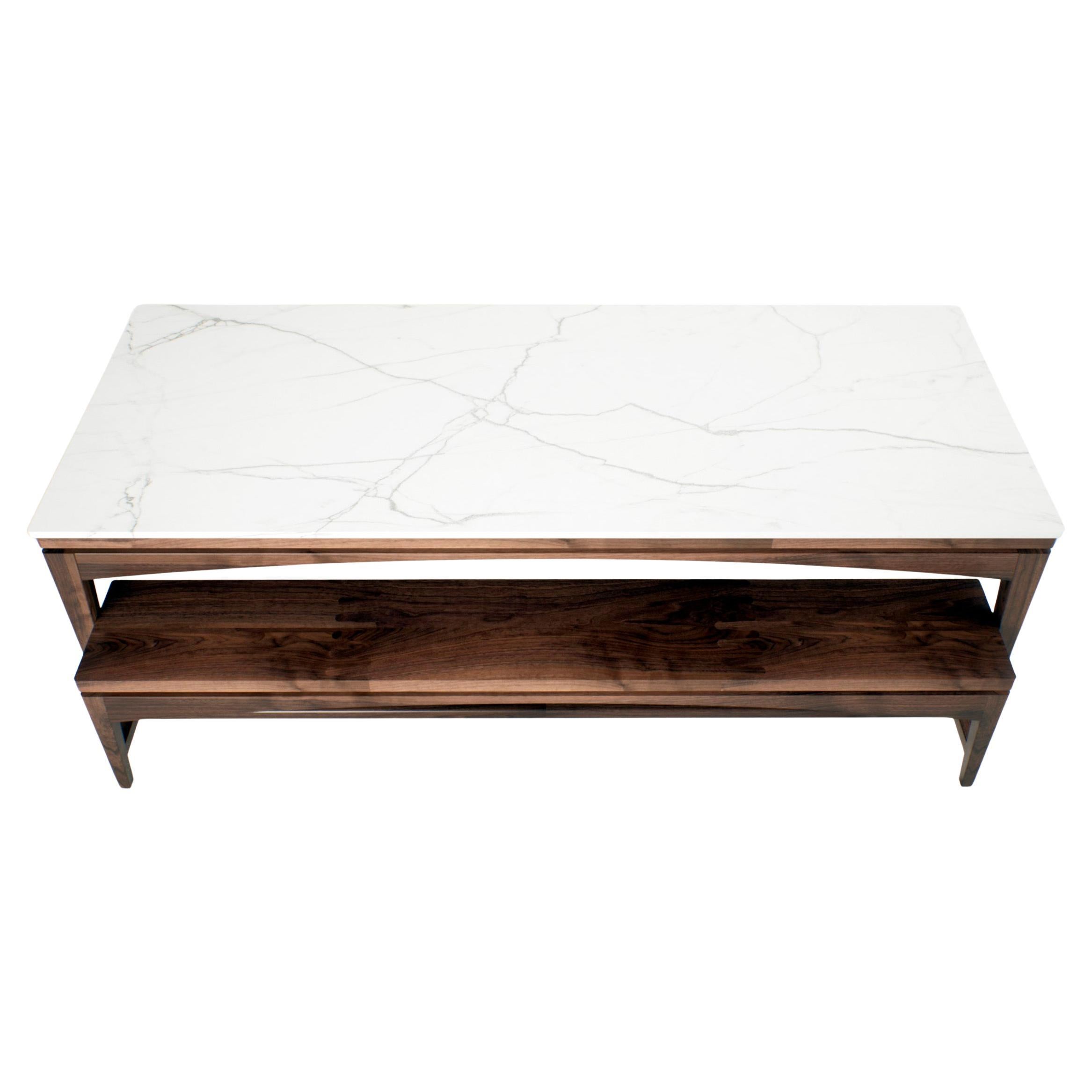 Ensemble de salle à manger de luxe avec table en porcelaine - Design Modernity avec bancs en noyer