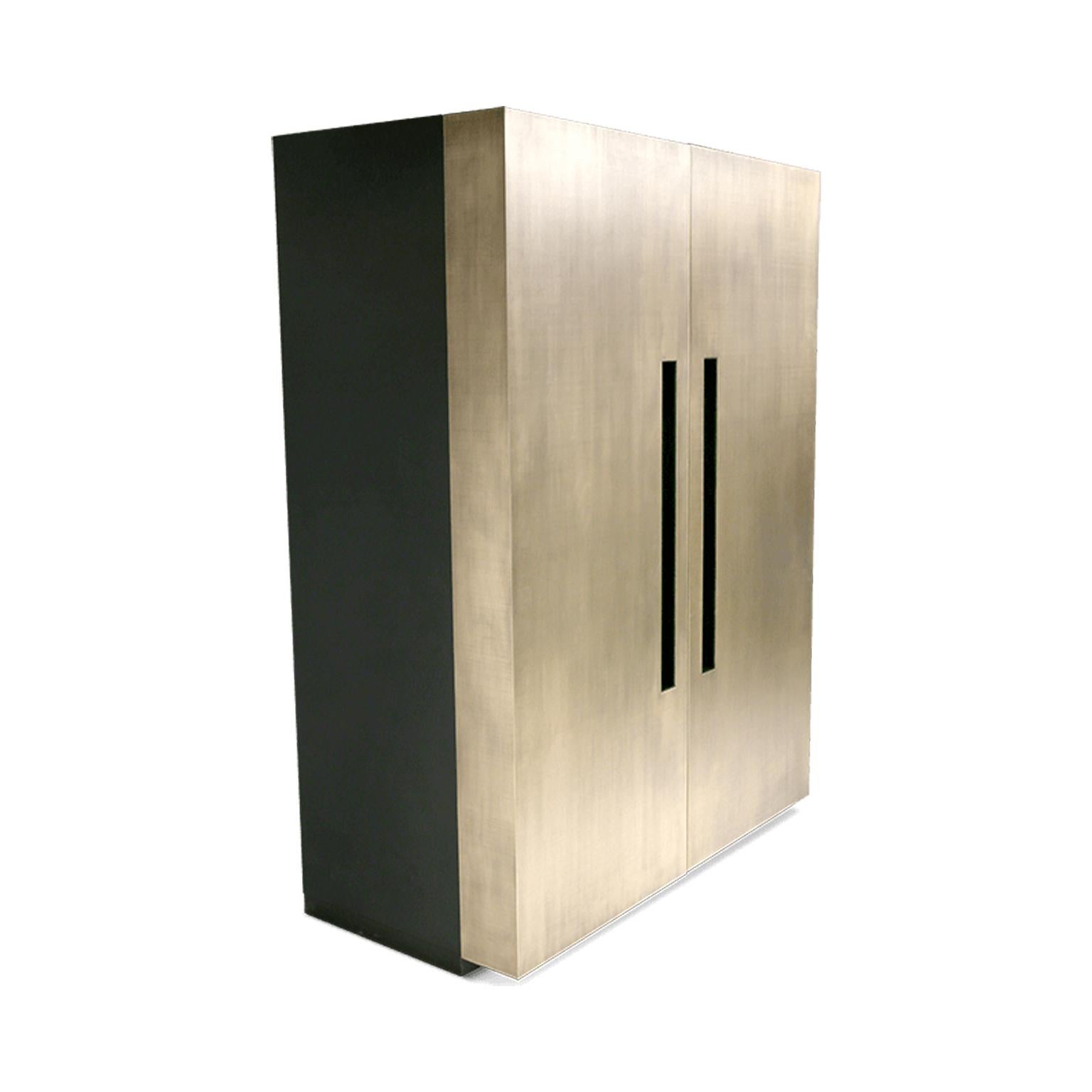 Crafted with utmost attention to detail, this bar cabinet is a unique piece of functional decor. A magnificent addition to a modern home, where it will be eye-catching and functional at the same time.

This two-door drink cabinet beautifully crafted