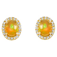 Luxury Essentials Opal and Diamond Stud Earrings