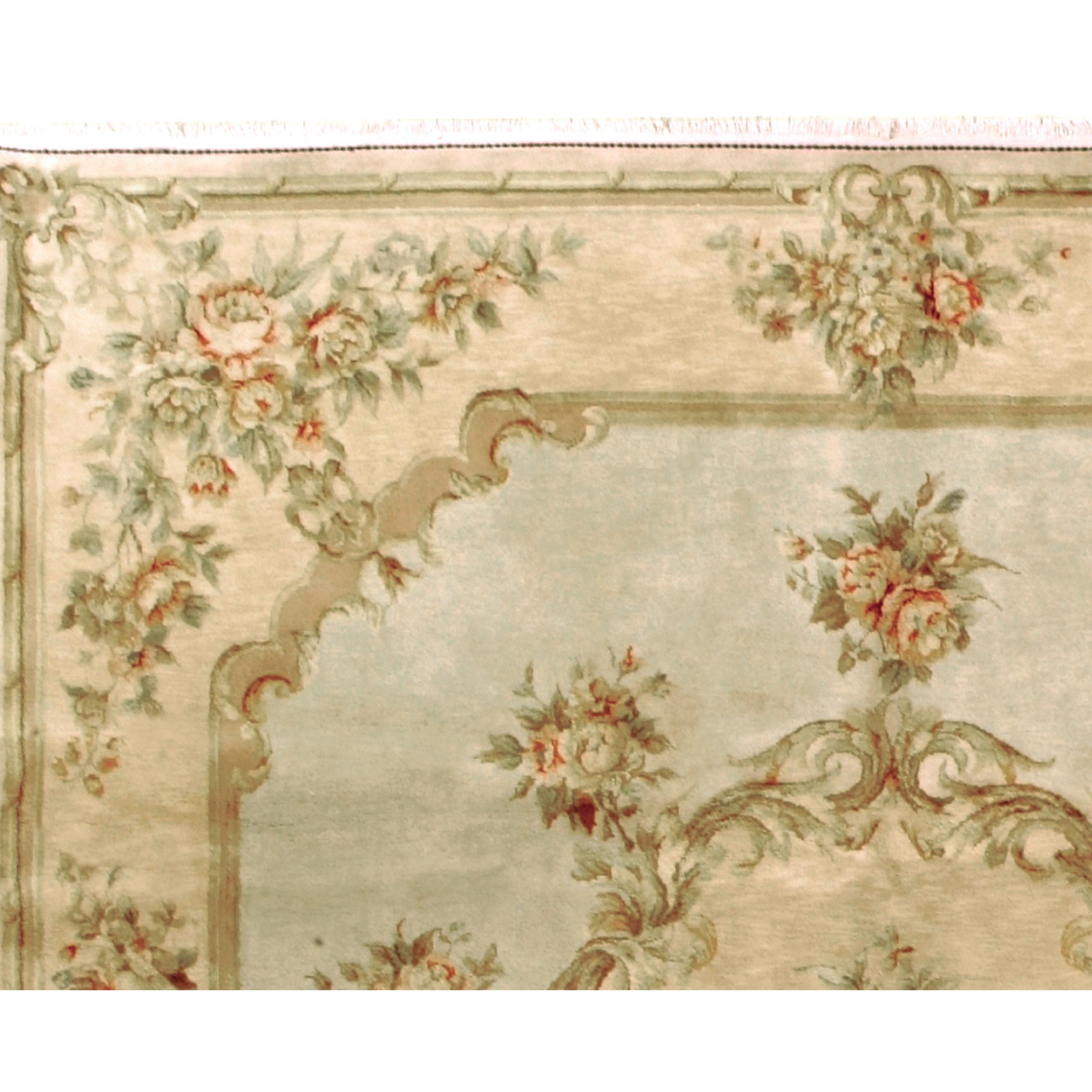 Luxuriöser europäischer handgeknüpfter Belvoir Celadon/Biskuit 10x14 Teppich (Aubusson) im Angebot