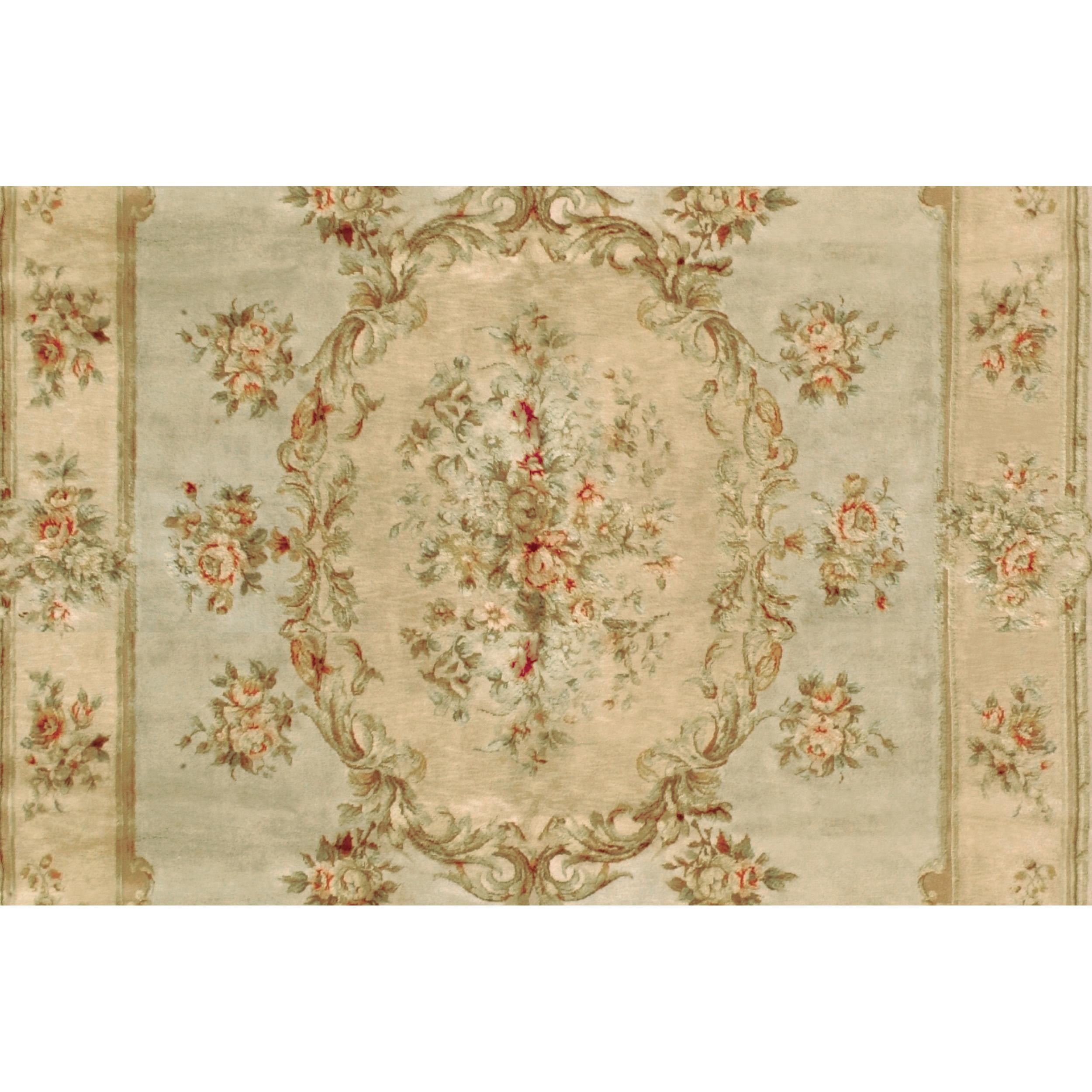 Chinese Luxury European Hand-Knotted Belvoir Celadon/Bisque 10x14 Rug For Sale