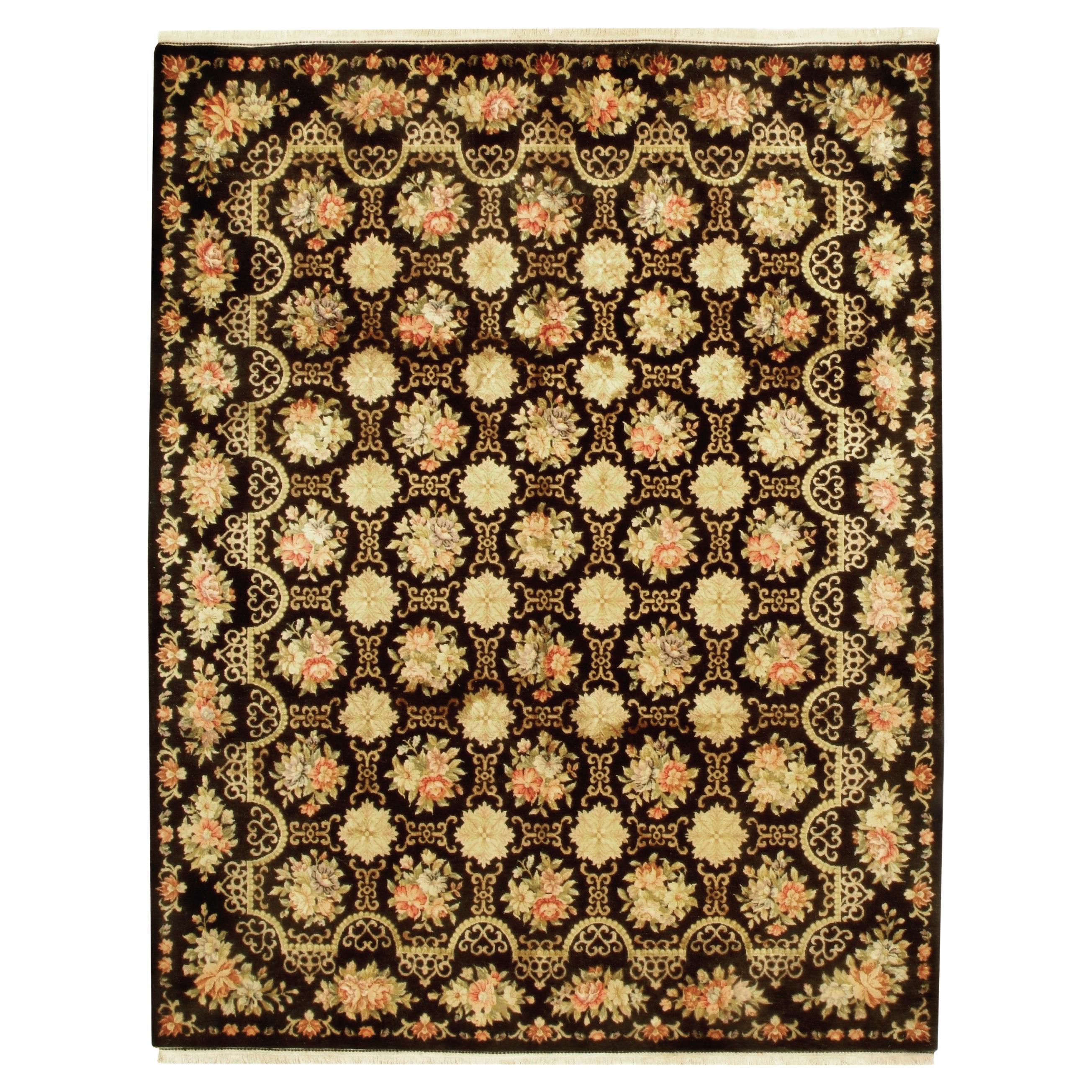 Luxury European Hand-Knotted Cambridge Black 10x14 Rug For Sale