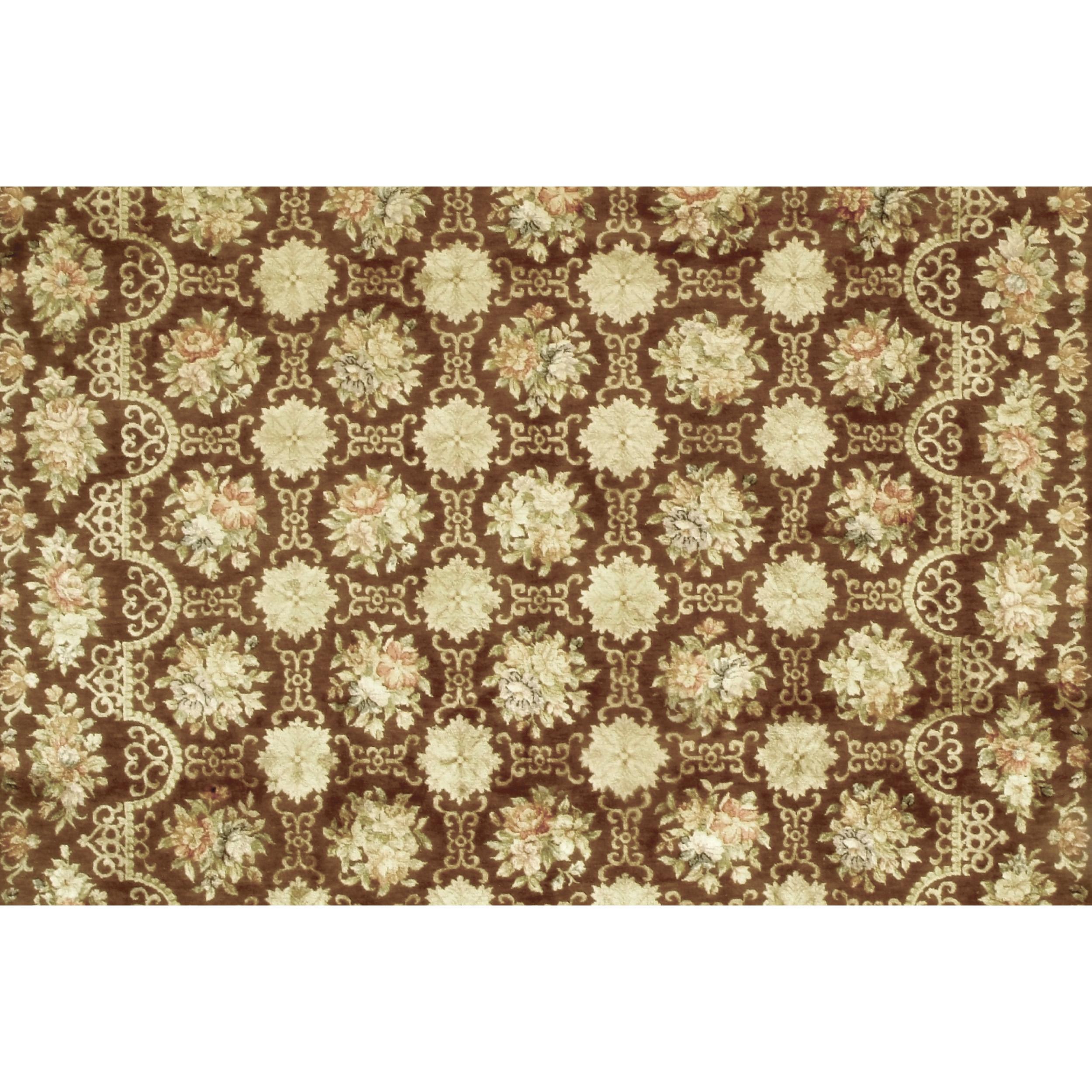 Chinese Luxury European Hand-Knotted Cambridge Brown 10x14 Rug For Sale
