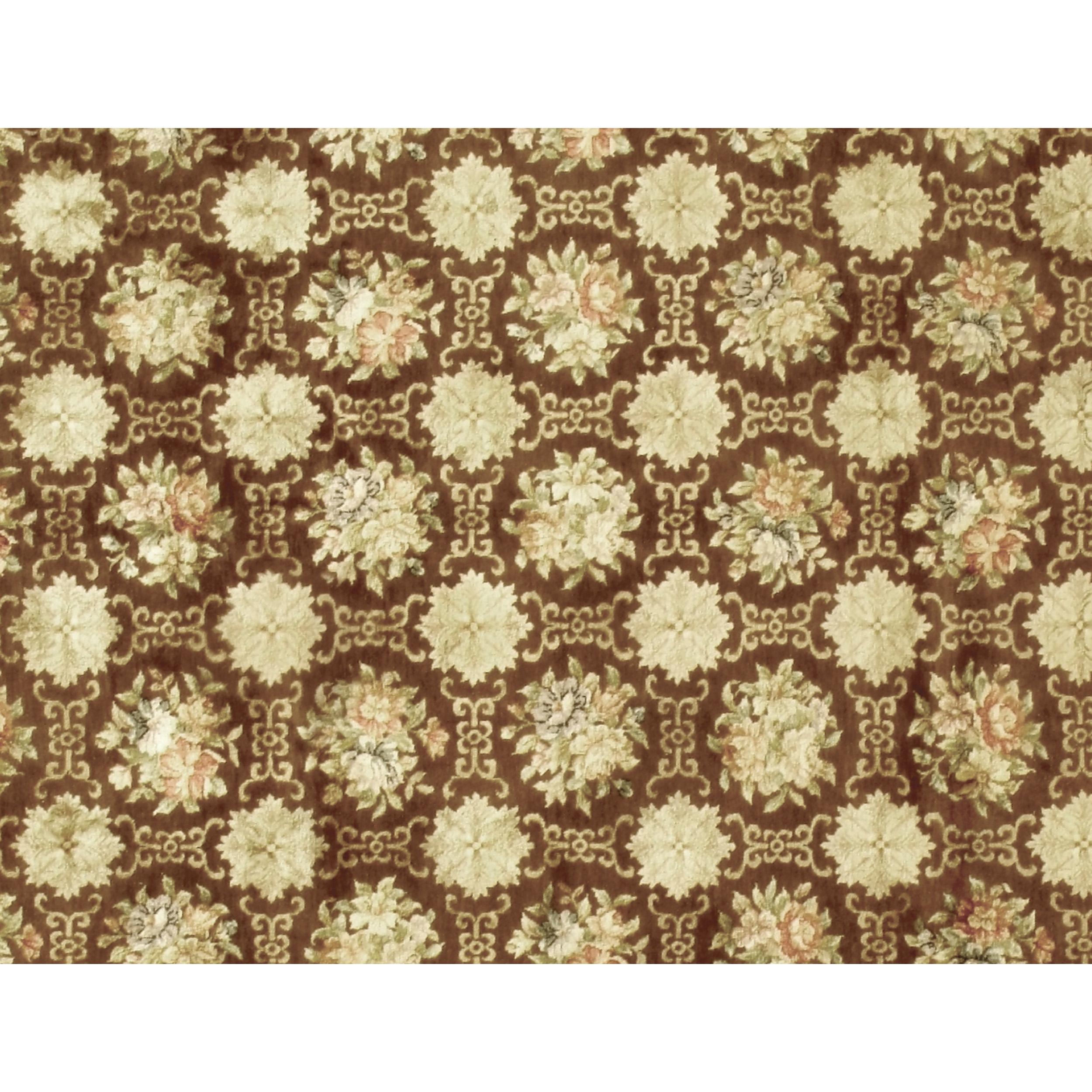 Aubusson Luxury European Hand-Knotted Cambridge Brown 12x15 Rug For Sale