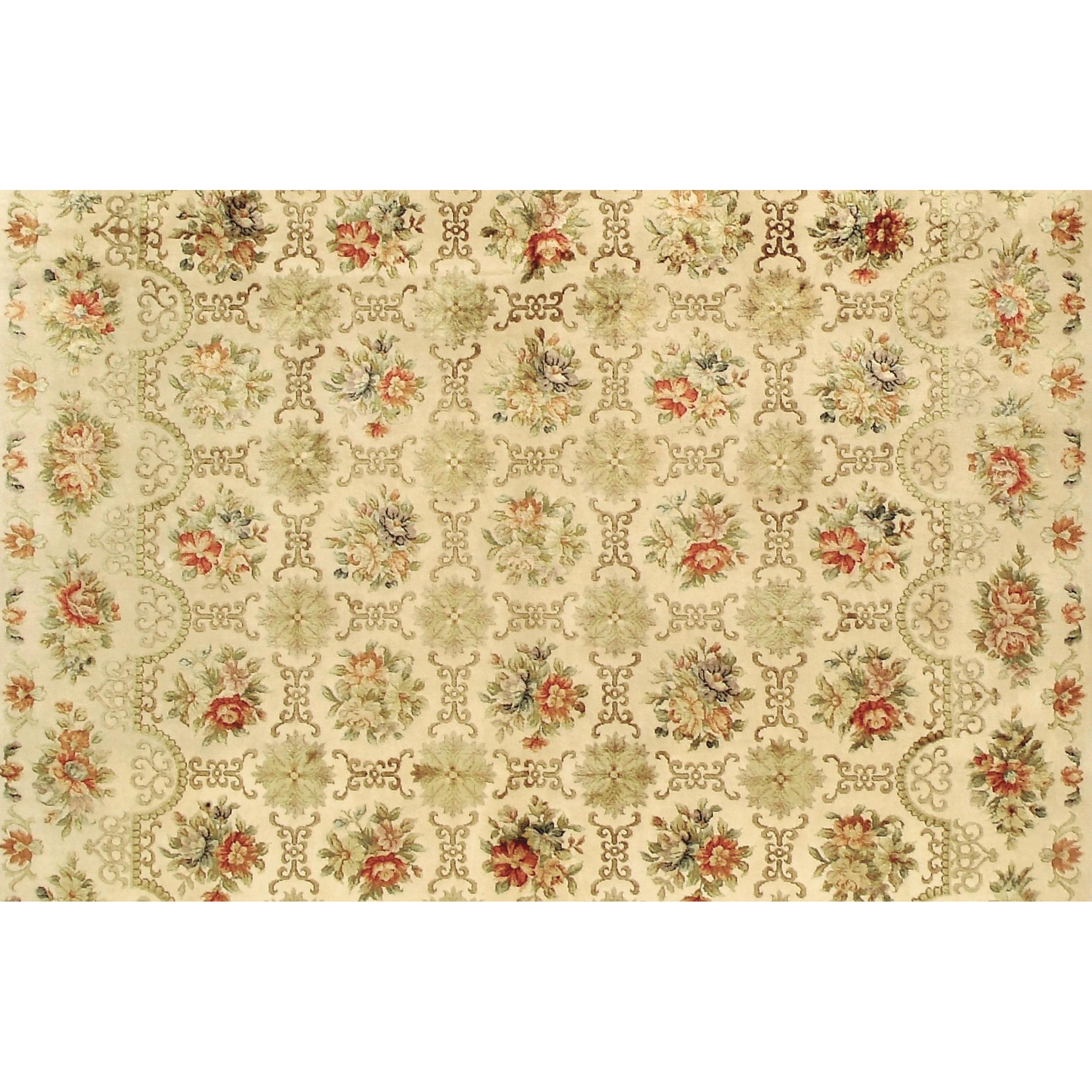 Chinese Luxury European Hand-Knotted Cambridge Ivory 12x15 Rug For Sale