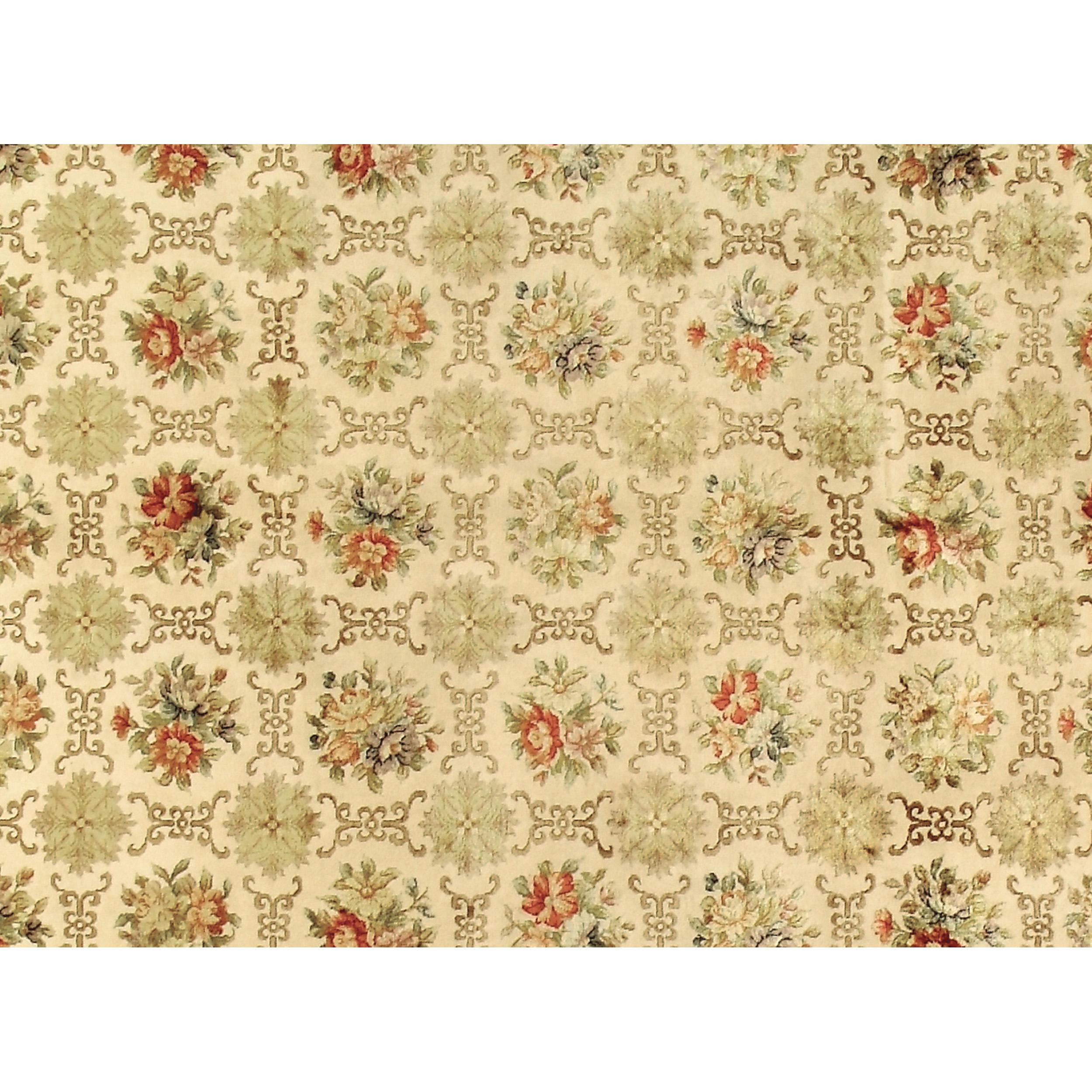 Aubusson Luxury European Hand-Knotted Cambridge Ivory 12x18 Rug For Sale