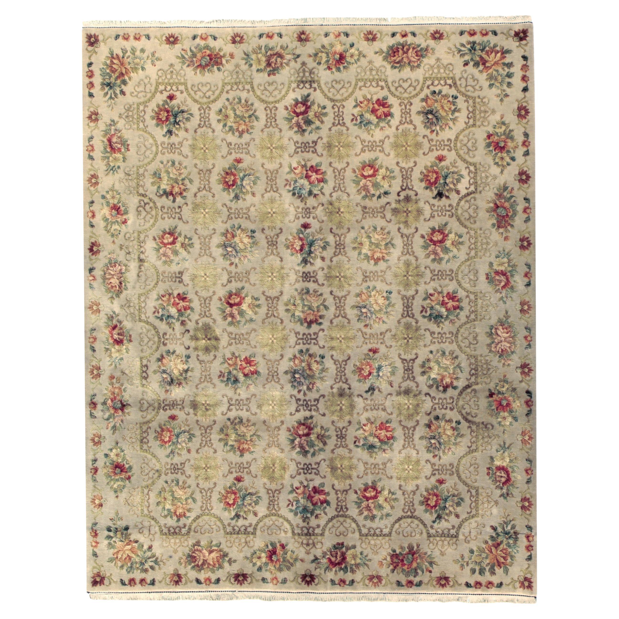 Luxury European Hand-Knotted Cambridge Oyster 10x14 Rug For Sale