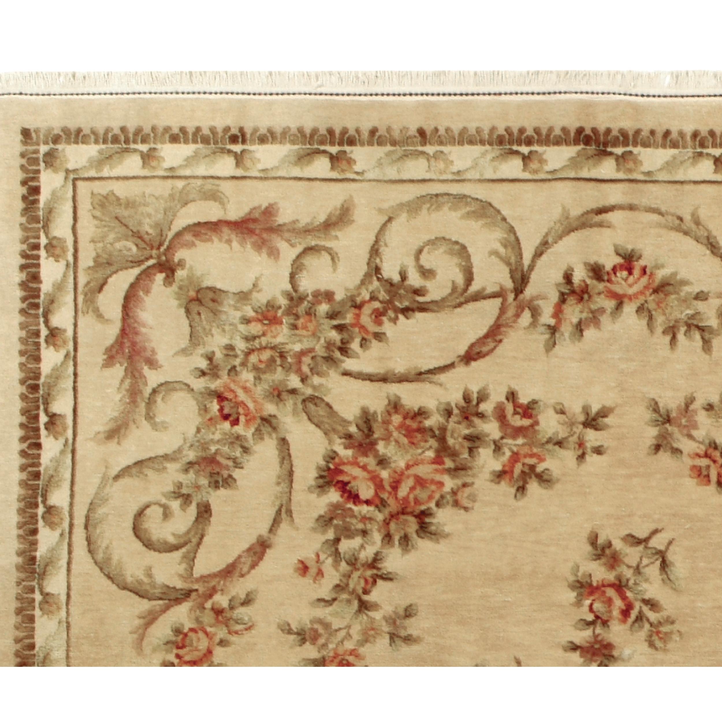 Aubusson Luxury European Hand-Knotted Shenandoah Birch 10x14 Rug For Sale