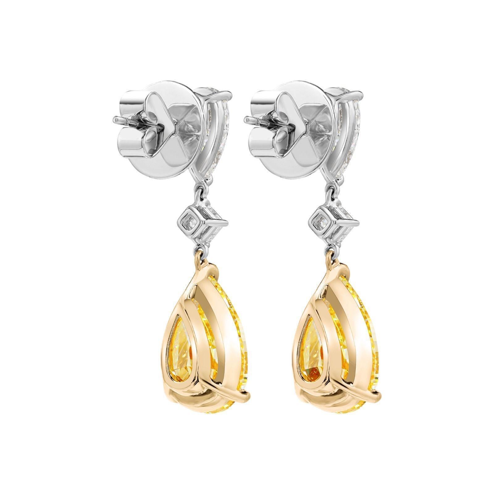 Un rare trésor de collectionneur - Boucles d'oreilles poire en or blanc et jaune 18 carats, diamant jaune clair fantaisie  Merkaba Jewelry Beverly Hills (en anglais)  Certifié GIA

Pour les amateurs de luxe, de rareté et de raffinement
Des