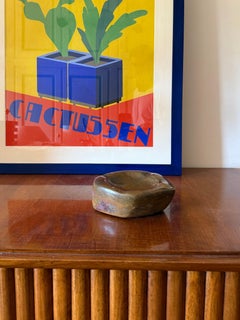Luxury fossil brown marble ashtray bowl, France, 1970s