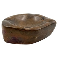 Luxury fossil brown marble ashtray bowl, France, 1970s