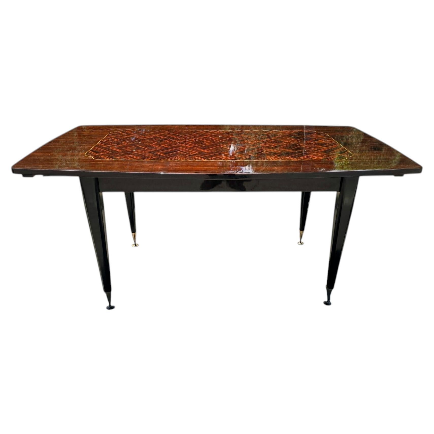 Luxury French Extendable Dining Table in the Art Deco Style, 1970s For Sale