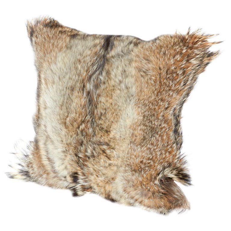 Genuine Coyote Fur Pillow with Cashmere Back