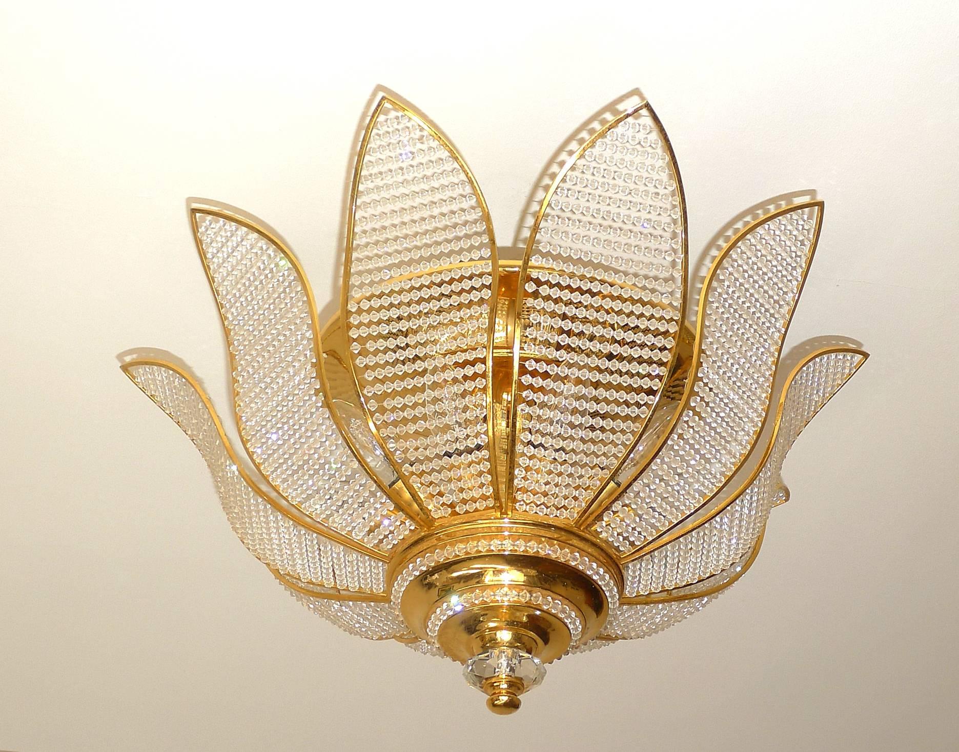 Tedesco Lampadario di lusso Palmtree a 10 luci con raggi di sole dorati di Hollywood Regency in vendita