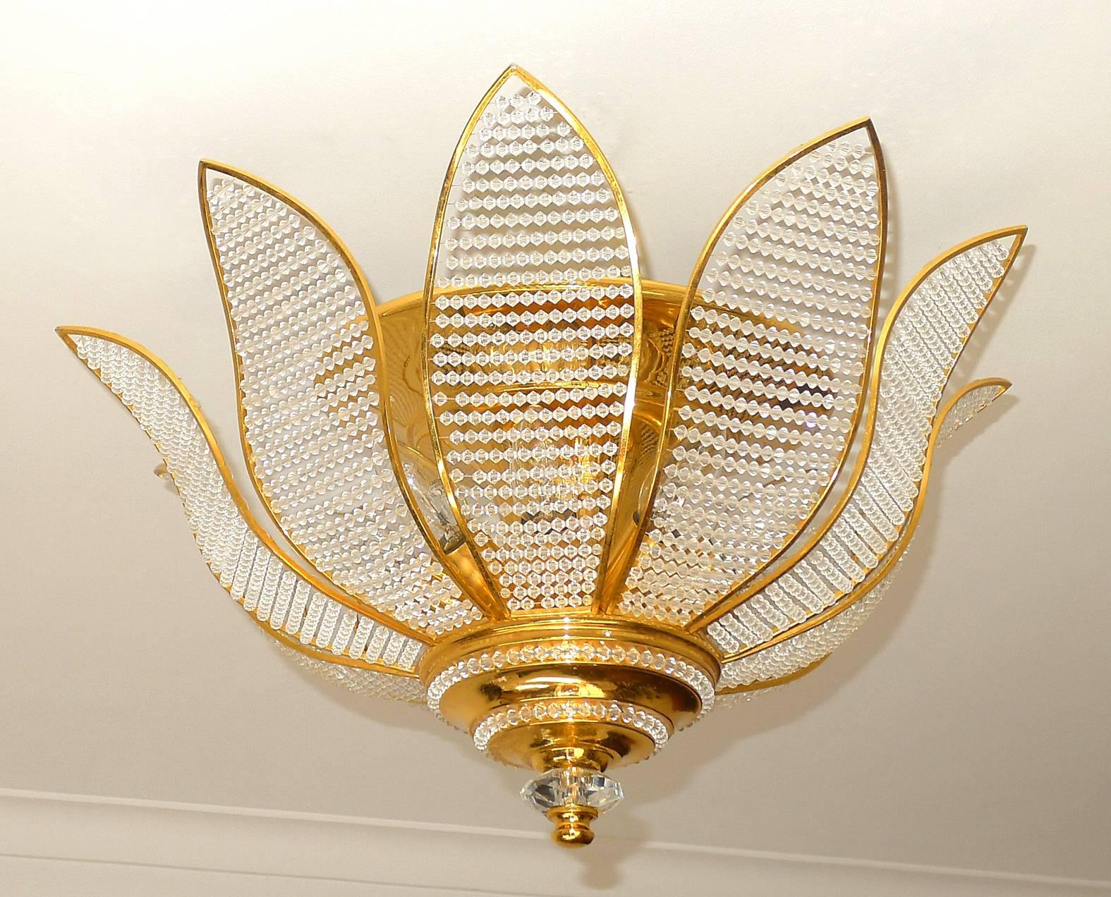 Lampadario di lusso Palmtree a 10 luci con raggi di sole dorati di Hollywood Regency In condizioni buone in vendita a Coimbra, PT