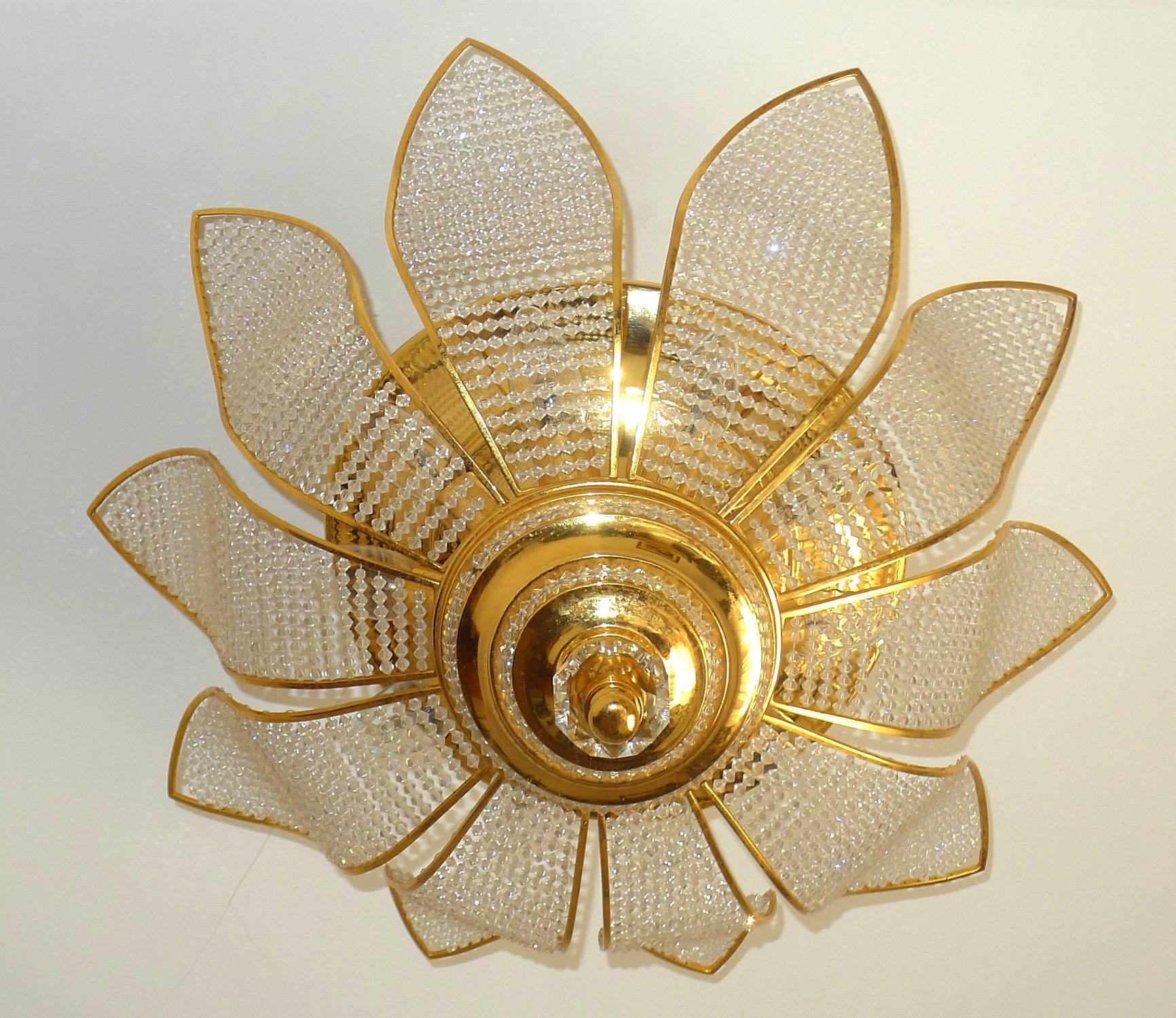 Lampadario di lusso Palmtree a 10 luci con raggi di sole dorati di Hollywood Regency in vendita 1