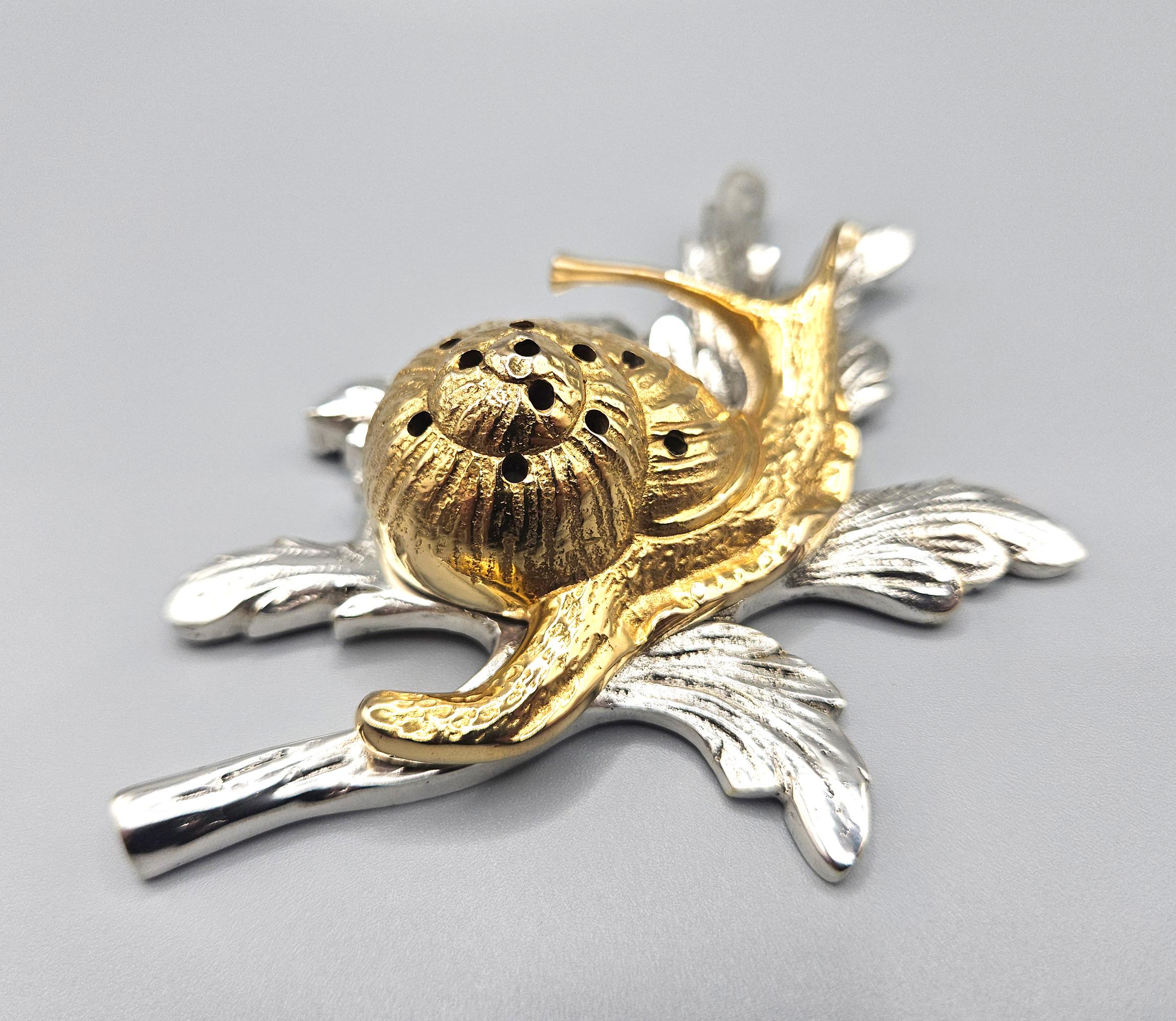 Set de baguettes à cocktail de luxe en or et argent plaqué Art Deco Snail, France, c. 1930 en vente 4