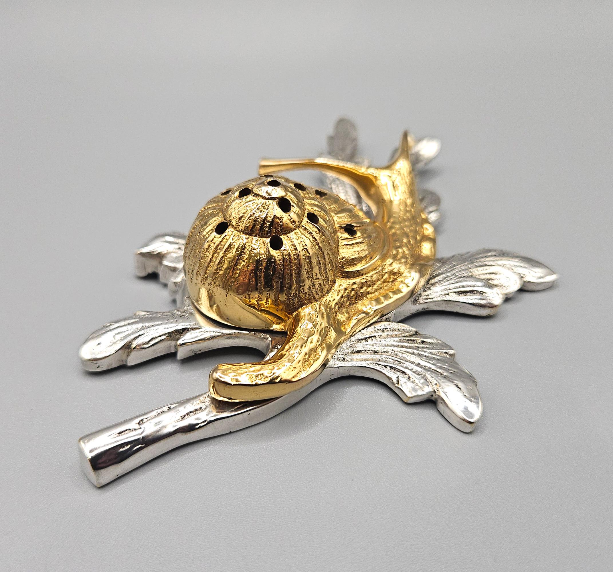 Set de baguettes à cocktail de luxe en or et argent plaqué Art Deco Snail, France, c. 1930 en vente 6