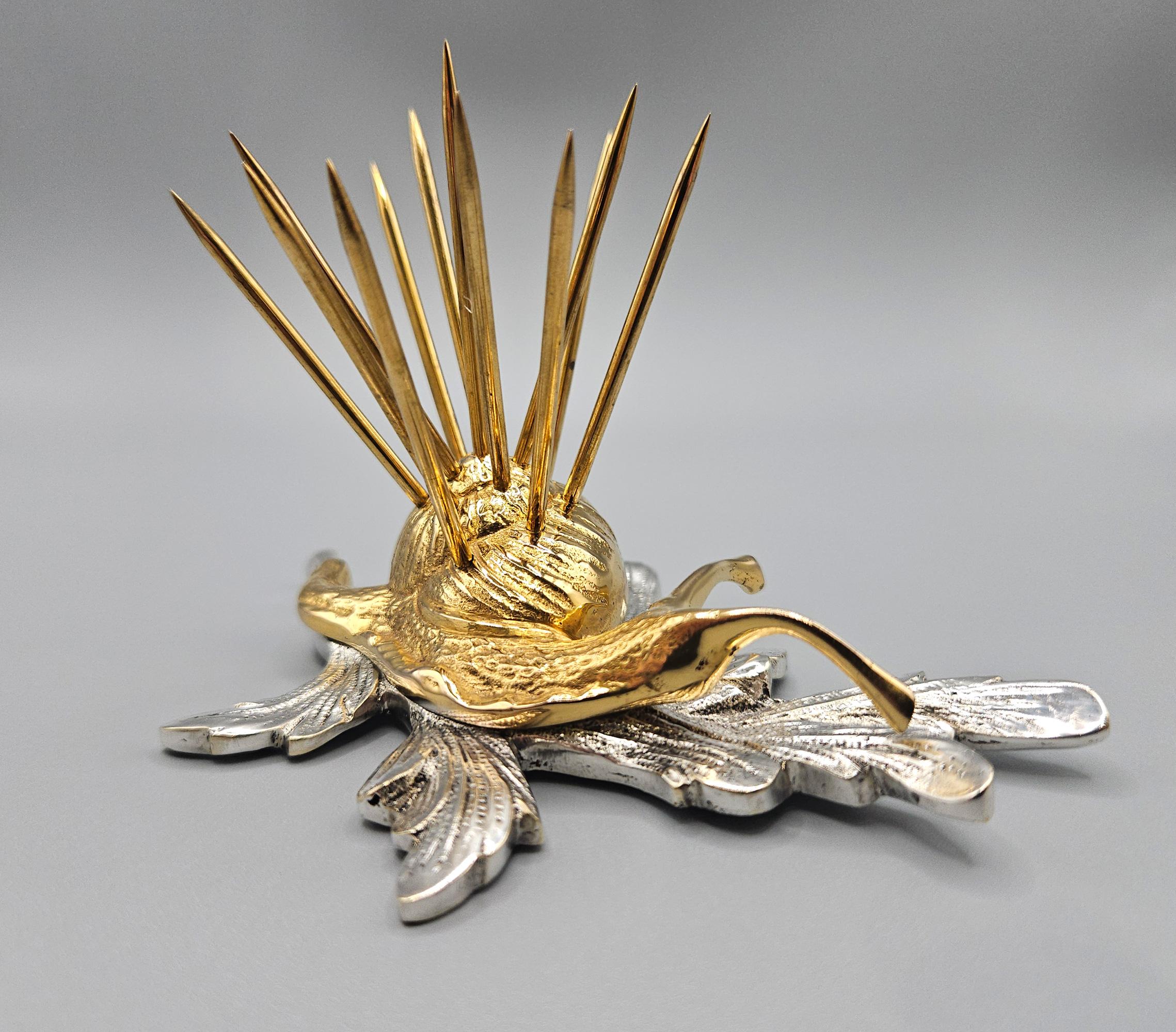 Milieu du XXe siècle Set de baguettes à cocktail de luxe en or et argent plaqué Art Deco Snail, France, c. 1930 en vente